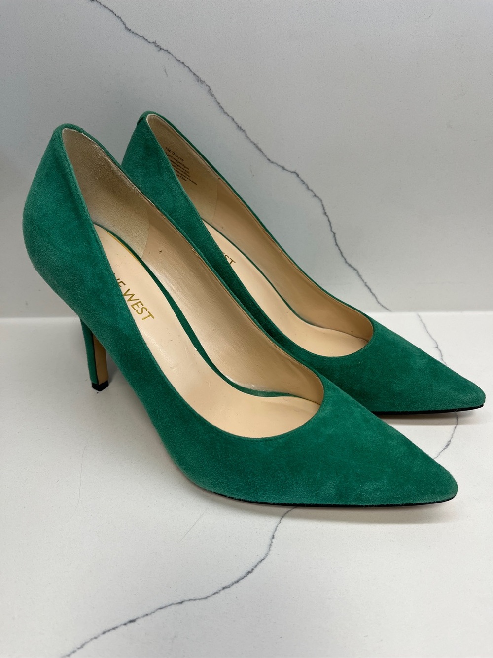 Nine West Emerald Green Suede Pointed-Toe Pumps 7M